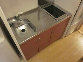 Kitchen. Two-burner stove and cooking space reserved