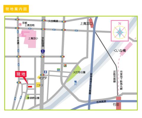 Local guide map. National highway along Route 1 "Nitori" west