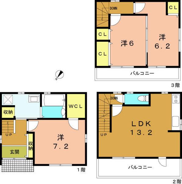 Floor plan. 28.8 million yen, 3LDK, Land area 51.65 sq m , Building area 80.59 sq m