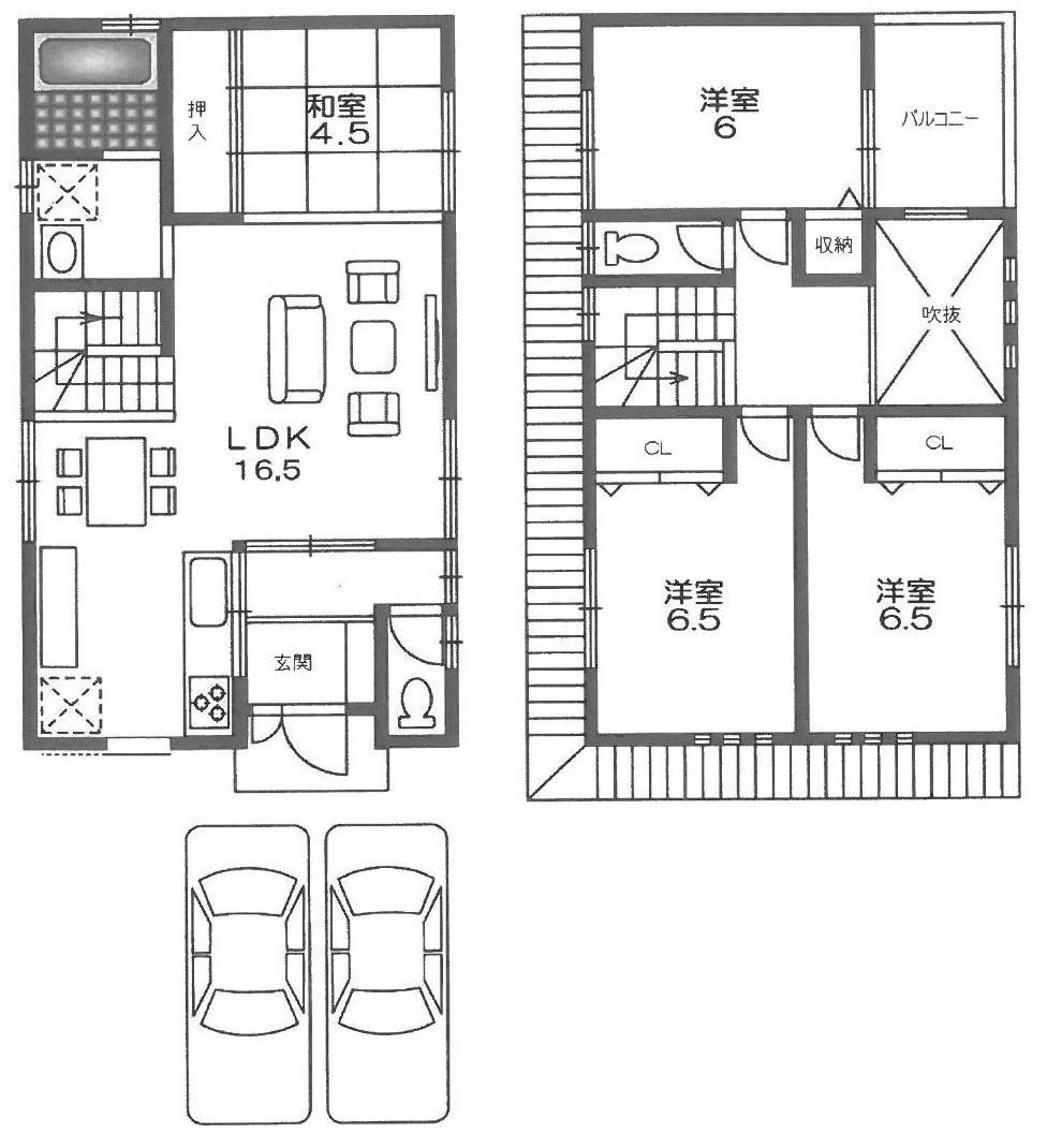 Compartment view + building plan example. Building plan example, Land price 32.7 million yen, Land area 102.93 sq m , Building price 15,450,000 yen, Building area 97.2 sq m building plan example (No. 1 point) Building price 1,545 yen, Building area 97.20 sq m