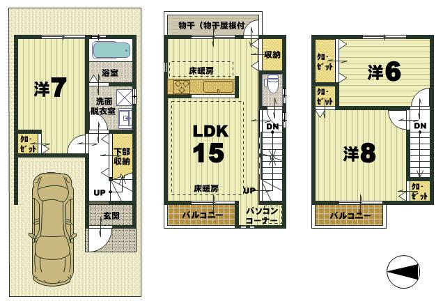 Floor plan. 27,800,000 yen, 3LDK, Land area 50.89 sq m , Building area 83.43 sq m