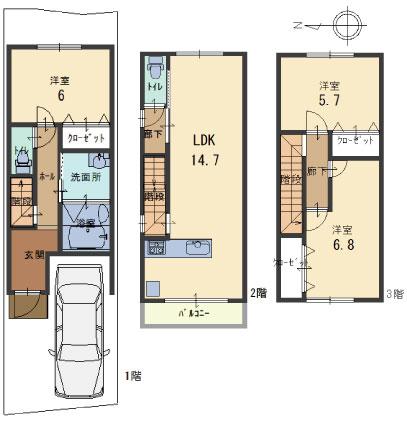 Floor plan. 29,800,000 yen, 3LDK, Land area 52.14 sq m , Building area 88.44 sq m floor plan