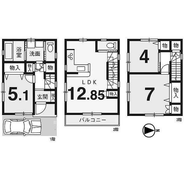 Floor plan. 29,800,000 yen, 3LDK, Land area 55.05 sq m , Building area 77.48 sq m