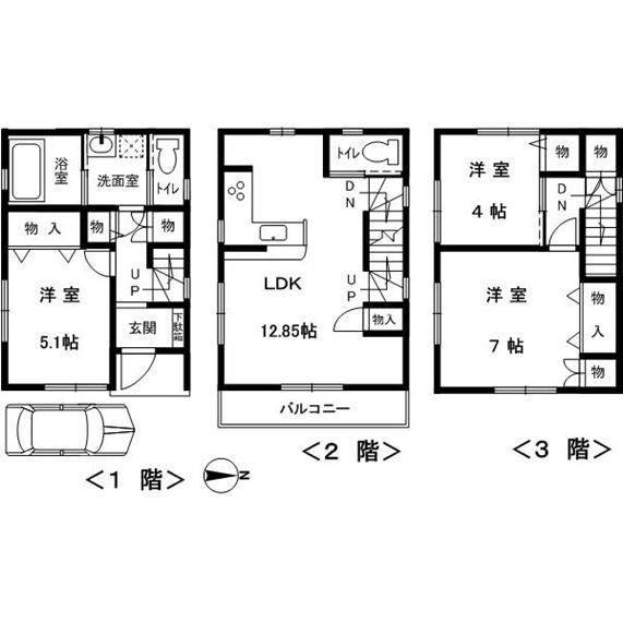 Floor plan. 29,800,000 yen, 3LDK, Land area 55.05 sq m , Building area 77.48 sq m
