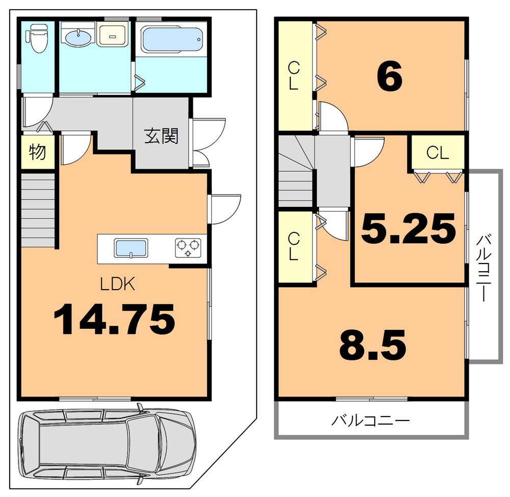 Floor plan. 36,800,000 yen, 3LDK, Land area 65.38 sq m , Building area 80.19 sq m