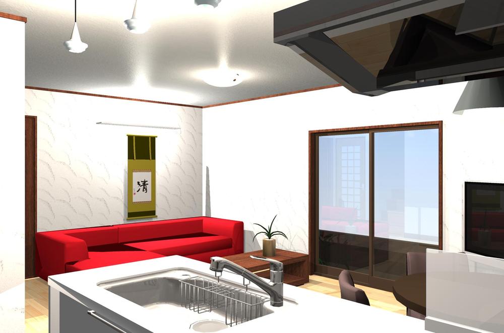Building plan example (Perth ・ Introspection). In the Plan is the LDK floor heating + plastering specification