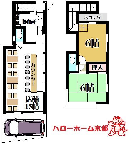Floor plan. 12.8 million yen, 2LDK, Land area 50.63 sq m , Building area 49.58 sq m