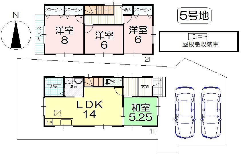 Floor plan. (No. 5 locations), Price 35,100,000 yen, 4LDK, Land area 150.58 sq m , Building area 90.32 sq m