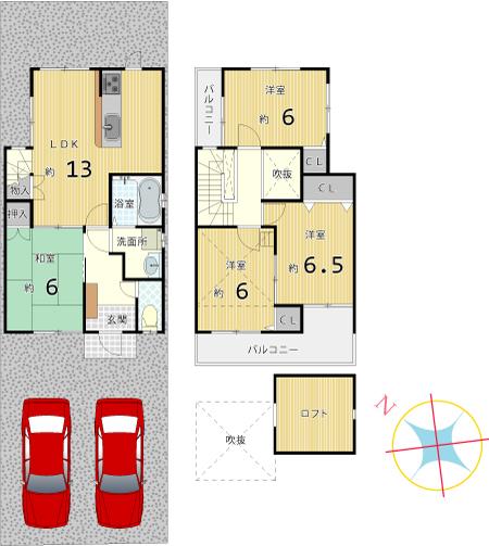 Floor plan. 45,800,000 yen, 4LDK, Land area 105.78 sq m , Building area 84.24 sq m