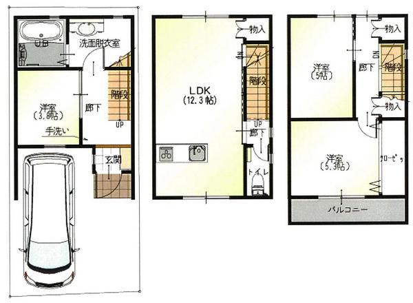 Floor plan. 27,800,000 yen, 3LDK, Land area 45.52 sq m , Building area 77.01 sq m