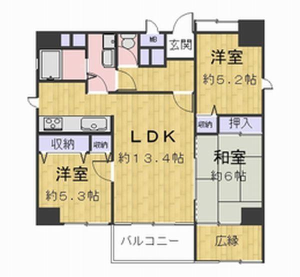 Floor plan. 3LDK, Price 26,800,000 yen, Occupied area 73.48 sq m , Balcony area 5.58 sq m