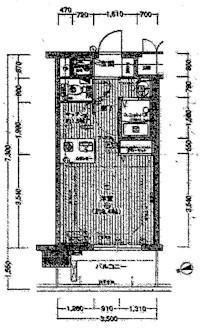 Floor plan. 1K, Price 10.8 million yen, Occupied area 25.55 sq m , Balcony area 5.42 sq m