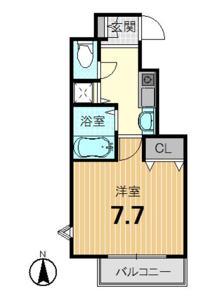 Floor plan. 1K, Price 10.5 million yen, Occupied area 24.16 sq m