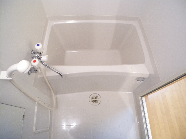 Bath. White and clean bus