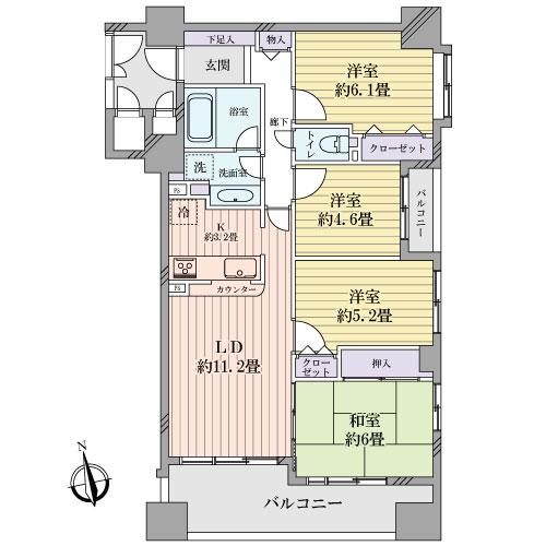 Floor plan. 4LDK, Price 41,800,000 yen, Occupied area 80.49 sq m , Balcony area 14.18 sq m