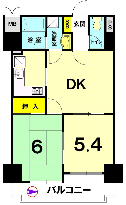 Floor plan. 2DK, Price 14.8 million yen, Footprint 47.7 sq m , Balcony area 6.09 sq m