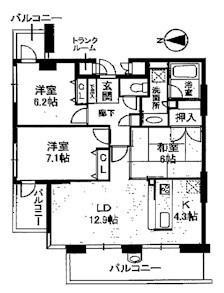 Floor plan. 3LDK, Price 45,800,000 yen, Occupied area 78.37 sq m , Balcony area 18.37 sq m
