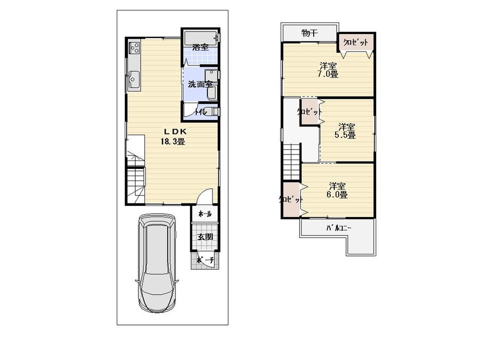 Floor plan. 27.5 million yen, 3LDK, Land area 69.61 sq m , Building area 79.92 sq m site (September 2013) Shooting
