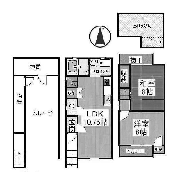 Floor plan. 10.5 million yen, 2LDK, Land area 33.41 sq m , Building area 75.86 sq m
