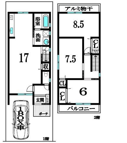 Floor plan. (No. 2 locations), Price 33,300,000 yen, 3LDK, Land area 76.14 sq m , Building area 86.8 sq m