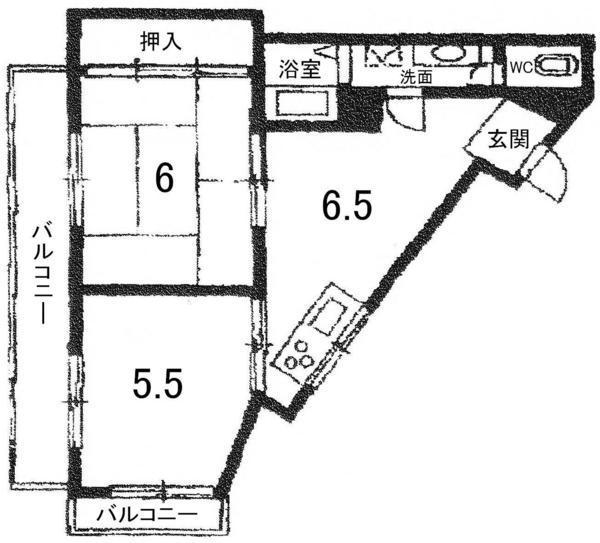 Floor plan. 2DK, Price 9.45 million yen, Occupied area 37.41 sq m
