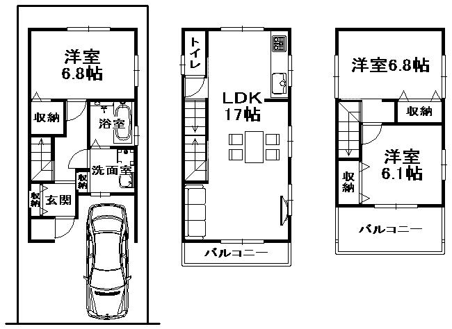Floor plan. 29,800,000 yen, 3LDK, Land area 56.78 sq m , Building area 92.93 sq m