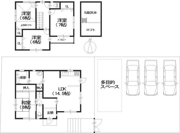 Floor plan. 48,400,000 yen, 4LDK, Land area 230.75 sq m , Building area 93.56 sq m