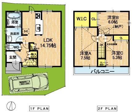 Floor plan. ← is a video floor plan of the model house on the left ☆ Please reference where to have taken ☆ Convenient entrance cloakroom for storage of stroller, Just the right tatami corner to take a nap, Face-to-face kitchen ... is perfect for child-rearing generation ☆