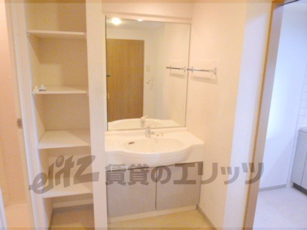 Washroom. Mirror is large