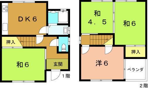 Floor plan. 12.8 million yen, 4DK, Land area 42.18 sq m , Building area 62.91 sq m