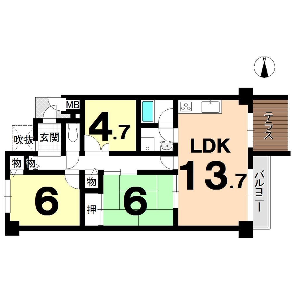 Floor plan. 3LDK, Price 16.8 million yen, Occupied area 67.97 sq m , Balcony area 10.85 sq m