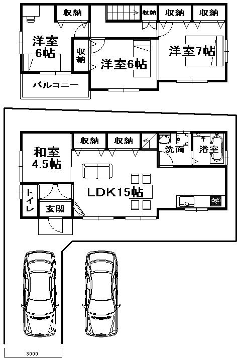 Floor plan. 35,800,000 yen, 3LDK, Land area 124.02 sq m , There is also a building area 90.74 sq m 4LDK, Spacious is 19.5 Pledge if open the sliding door because the living and the Japanese-style continues and has a room.