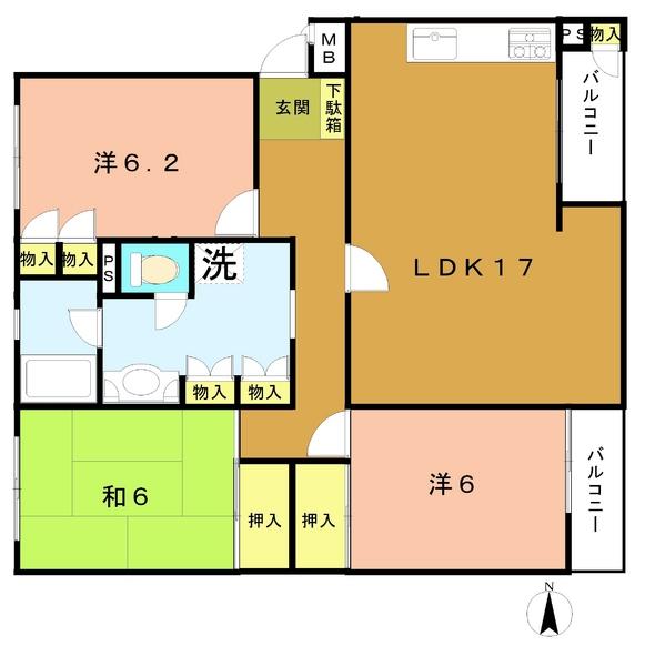 Floor plan. 3LDK, Price 14.8 million yen, Occupied area 85.65 sq m , Balcony area 8.88 sq m
