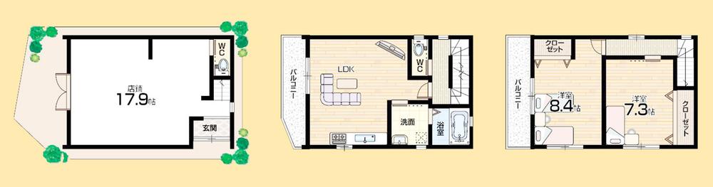 Floor plan. 26,800,000 yen, 2LDK, Land area 71.06 sq m , Building area 79.92 sq m LDK spacious 22.5 Pledge 1BOX car also easy parking!