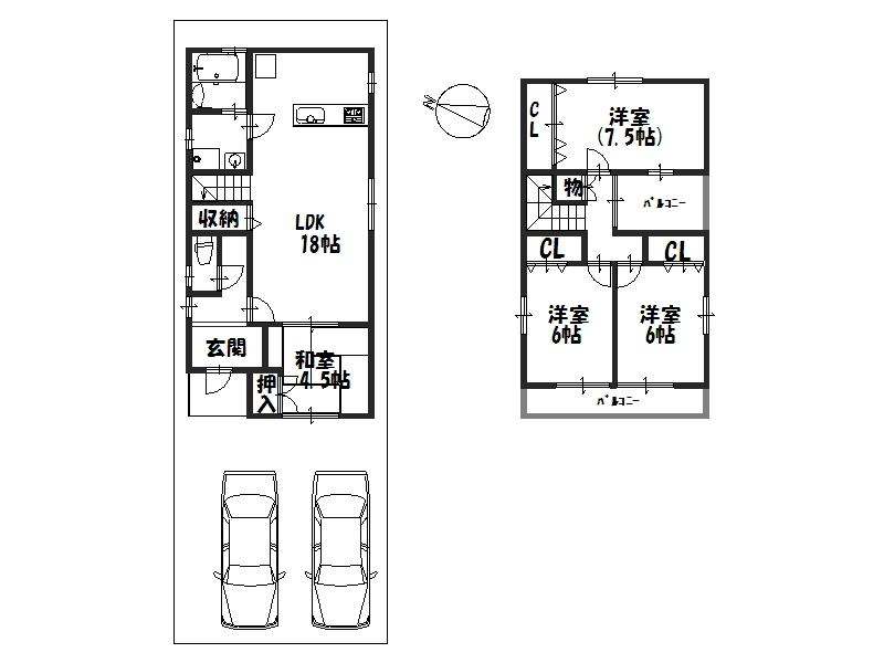 Other building plan example. Building plan example (AB No. land) Building Price 15.3 million yen, Building area 101.85 sq m Additional 1.5 million yen (outside structure, Water contributions, Building construction cost, Ground survey, etc.)