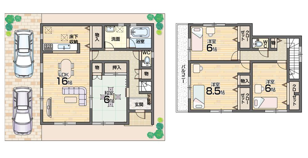Floor plan. 25,900,000 yen, 4LDK, Land area 103.23 sq m , Building area 103.68 sq m 4LDK! All room 6 quires more!