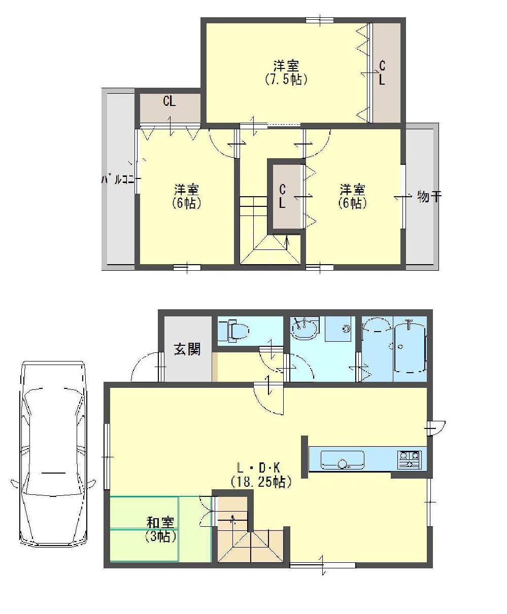 Floor plan. 29,800,000 yen, 3LDK, Land area 78.43 sq m , Building area 87.78 sq m