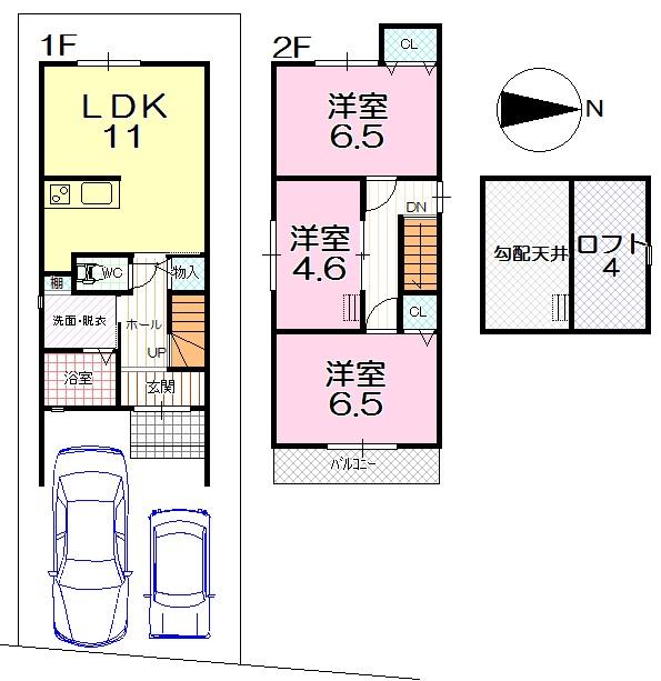 Floor plan. 22,800,000 yen, 2LDK+S, Land area 66.27 sq m , Building area 67.91 sq m