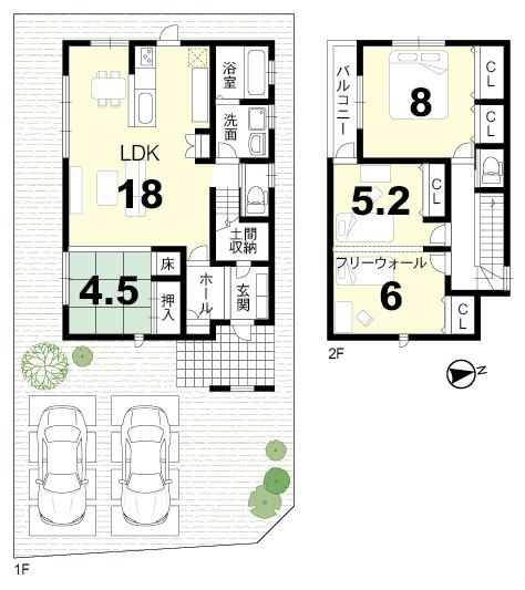 Building plan example (Perth ・ Introspection). Building plan example (D No. land) Building Price 17,010,000 yen, Building area 102.26 sq m