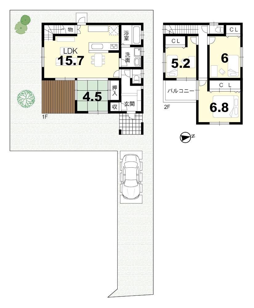 Building plan example (Perth ・ Introspection). Building plan example (C No. land) Building price 15.7 million yen, Building area 94.40 sq m