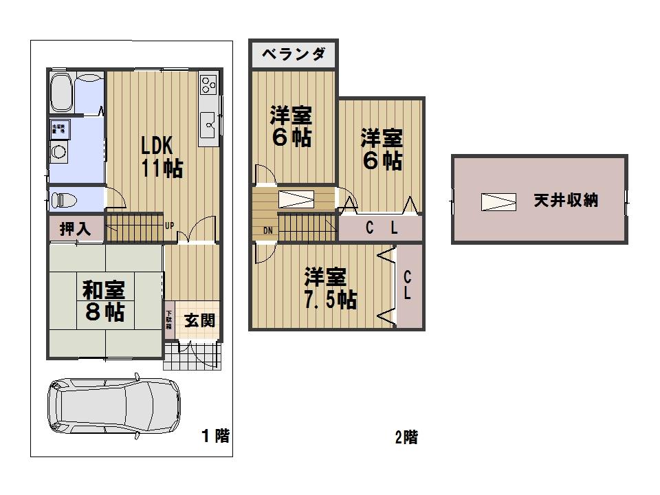 Floor plan. 15.8 million yen, 4LDK, Land area 78.1 sq m , Building area 89.1 sq m