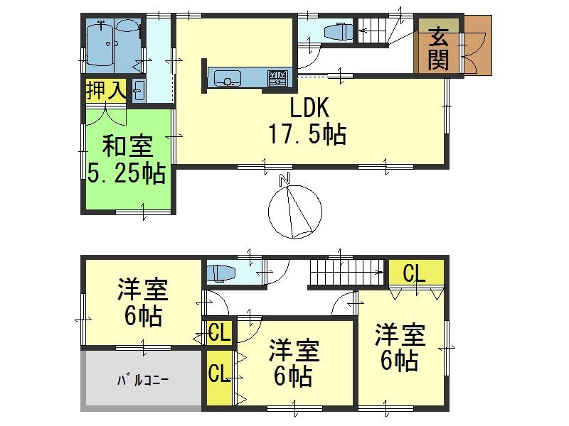Floor plan. 29,800,000 yen, 4LDK, Land area 110.54 sq m , Building area 95.17 sq m