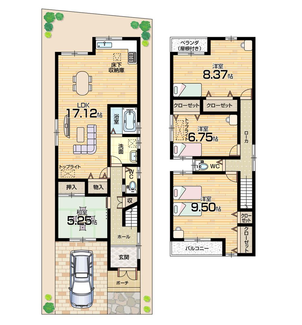 Floor plan. 28,300,000 yen, 4LDK, Land area 105.02 sq m , Building area 110.98 sq m
