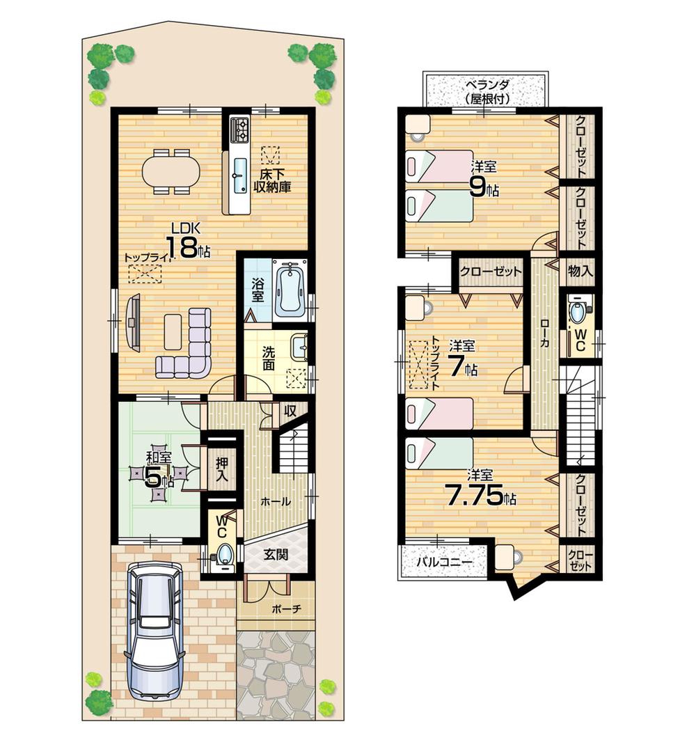 Floor plan. 27.6 million yen, 4LDK, Land area 100.15 sq m , Building area 110.57 sq m