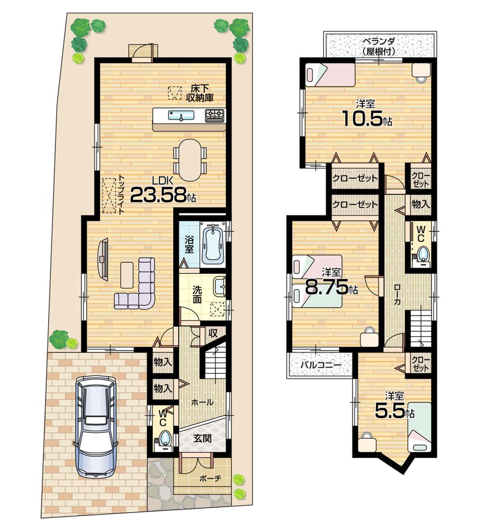 Floor plan. 27,400,000 yen, 3LDK, Land area 100.14 sq m , Building area 110.98 sq m