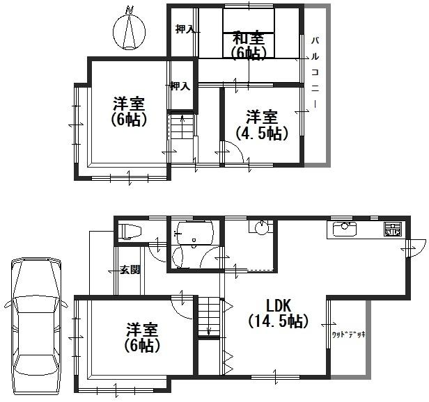 Floor plan. 23,300,000 yen, 4LDK, Land area 100.37 sq m , Building area 76.14 sq m