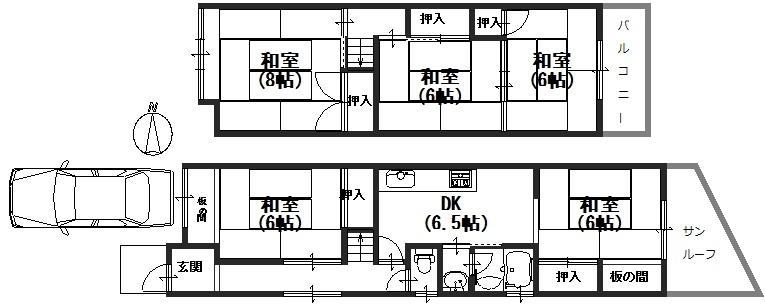 Floor plan. 13.8 million yen, 5DK, Land area 80.46 sq m , Building area 88.08 sq m