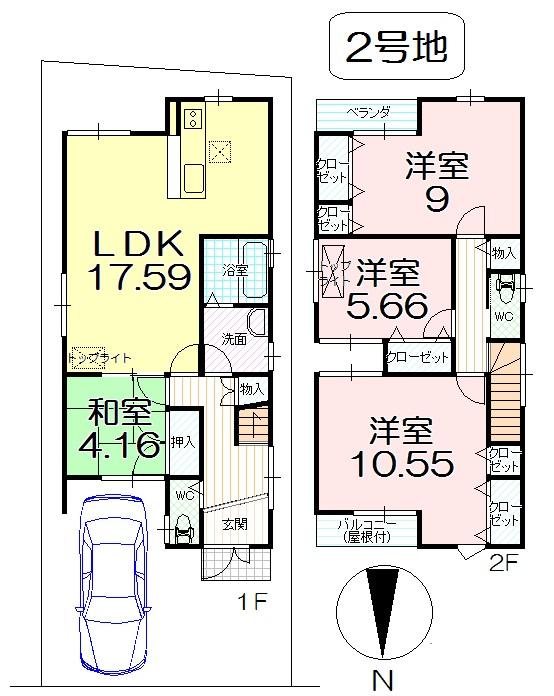 Floor plan. (No. 2 locations), Price 28 million yen, 4LDK, Land area 100.03 sq m , Building area 111.24 sq m