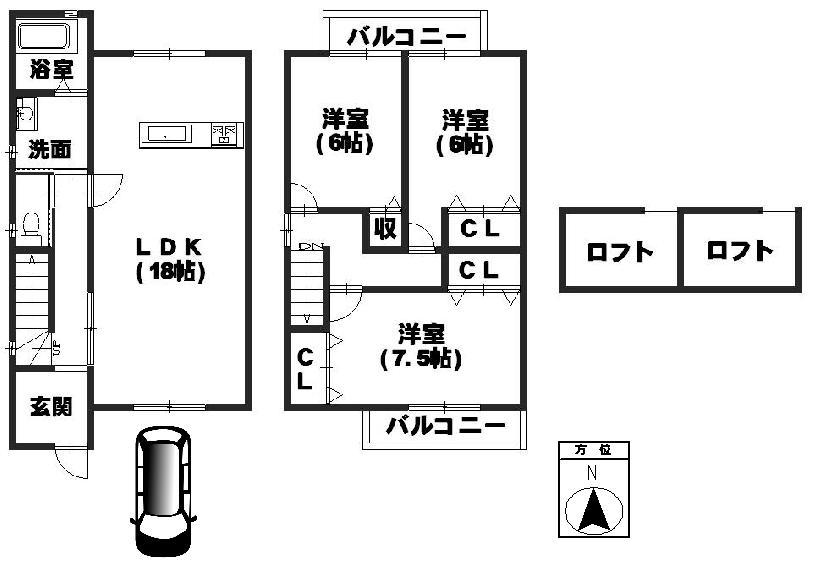 Floor plan. 31,800,000 yen, 3LDK, Land area 87.97 sq m , Building area 90.72 sq m ☆ South-facing !! Spacious 3LDK !! ☆