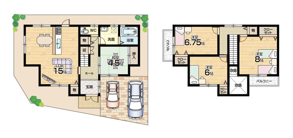 Floor plan. 21.5 million yen, 4LDK, Land area 120.69 sq m , Building area 96.39 sq m